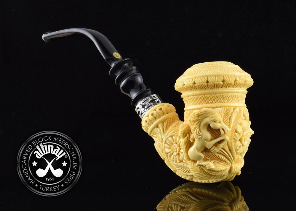 altinay-calabash-pferd-meerschaumpfeife-silberring-mit-stopfer-set image 4