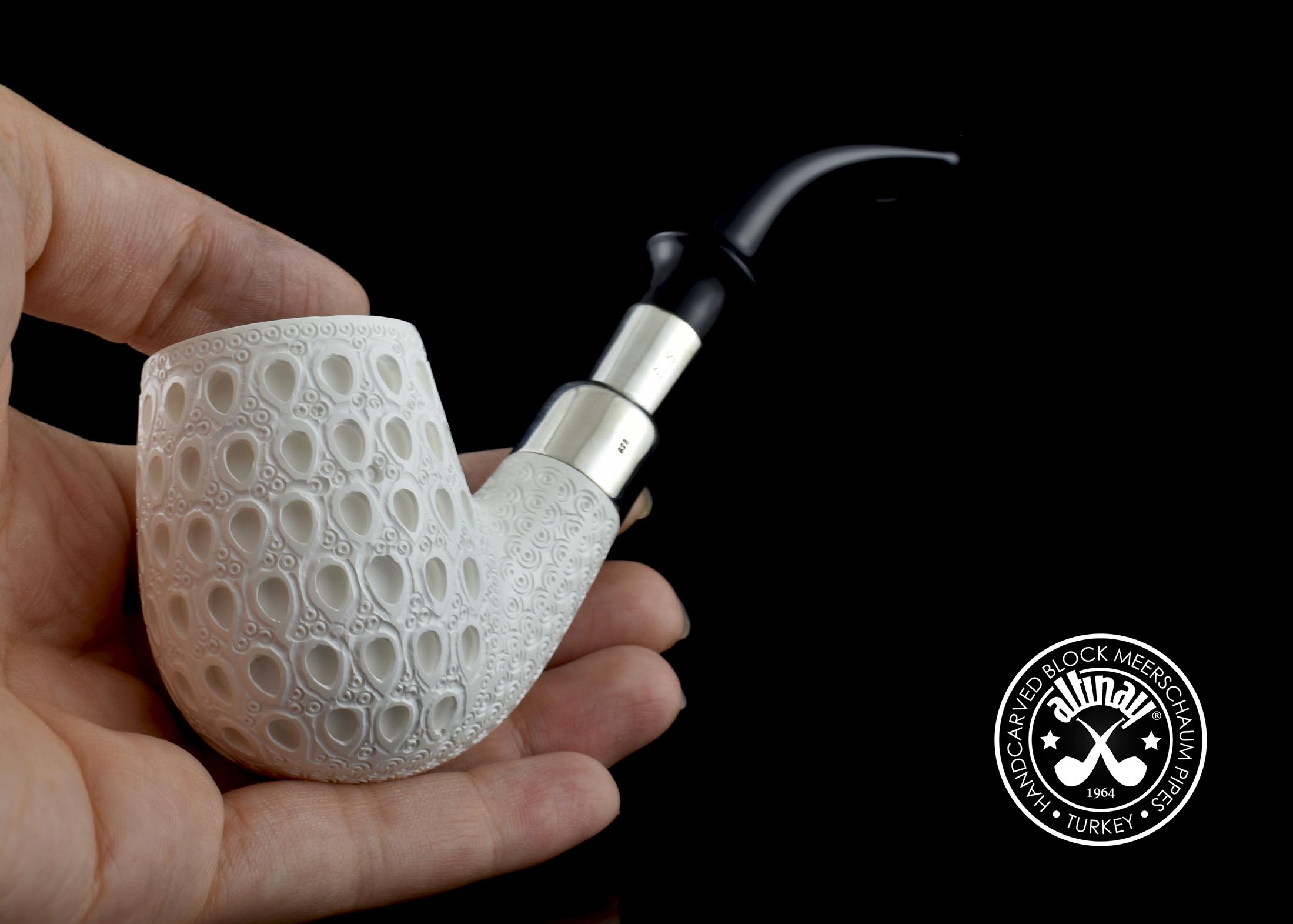 altinay-spigot-49851-bent-billiard-meerschaumpfeife-silber image 5
