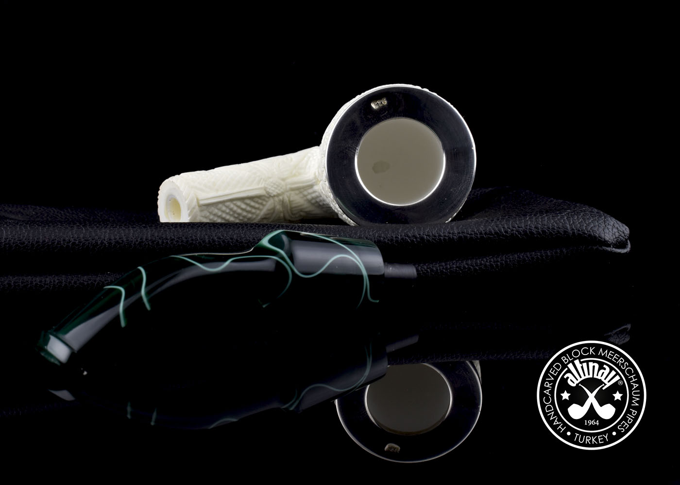 altinay-classic-bent-billiard-meerschaumpfeife-drache-silber image 8