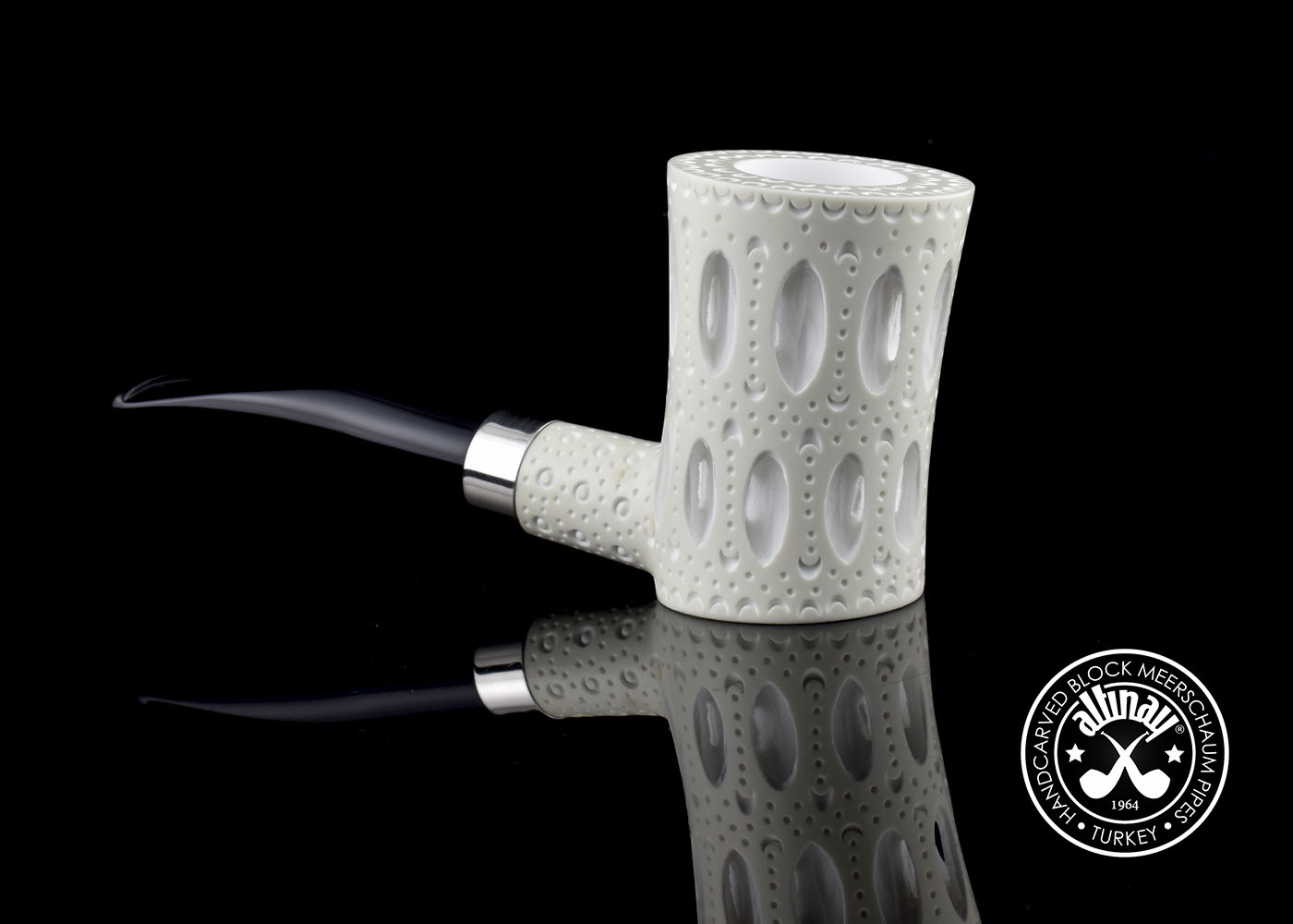 altinay-classic-latticed-poker-meerschaumpfeife-silberband image 3