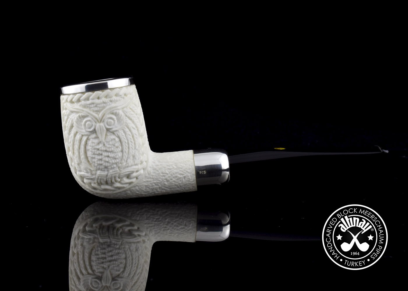 altinay-spigot-army-billiard-meerschaumpfeife-eule-silber image 2