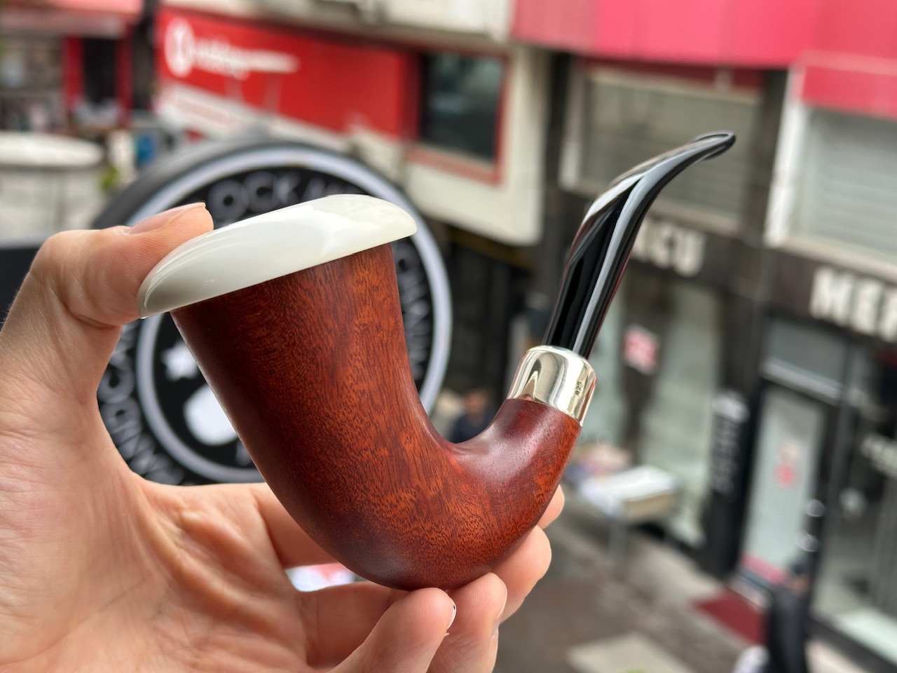 altinay-calabash-mahogany-pfeife-silber-army-meerschaum image 2