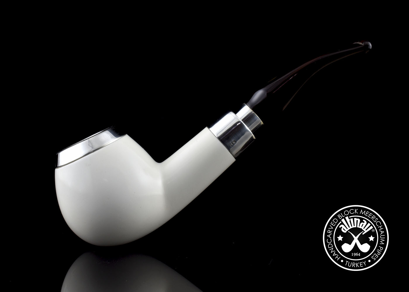 altinay-spigot-apple-meerschaumpfeife-silber-mit-cap image 2