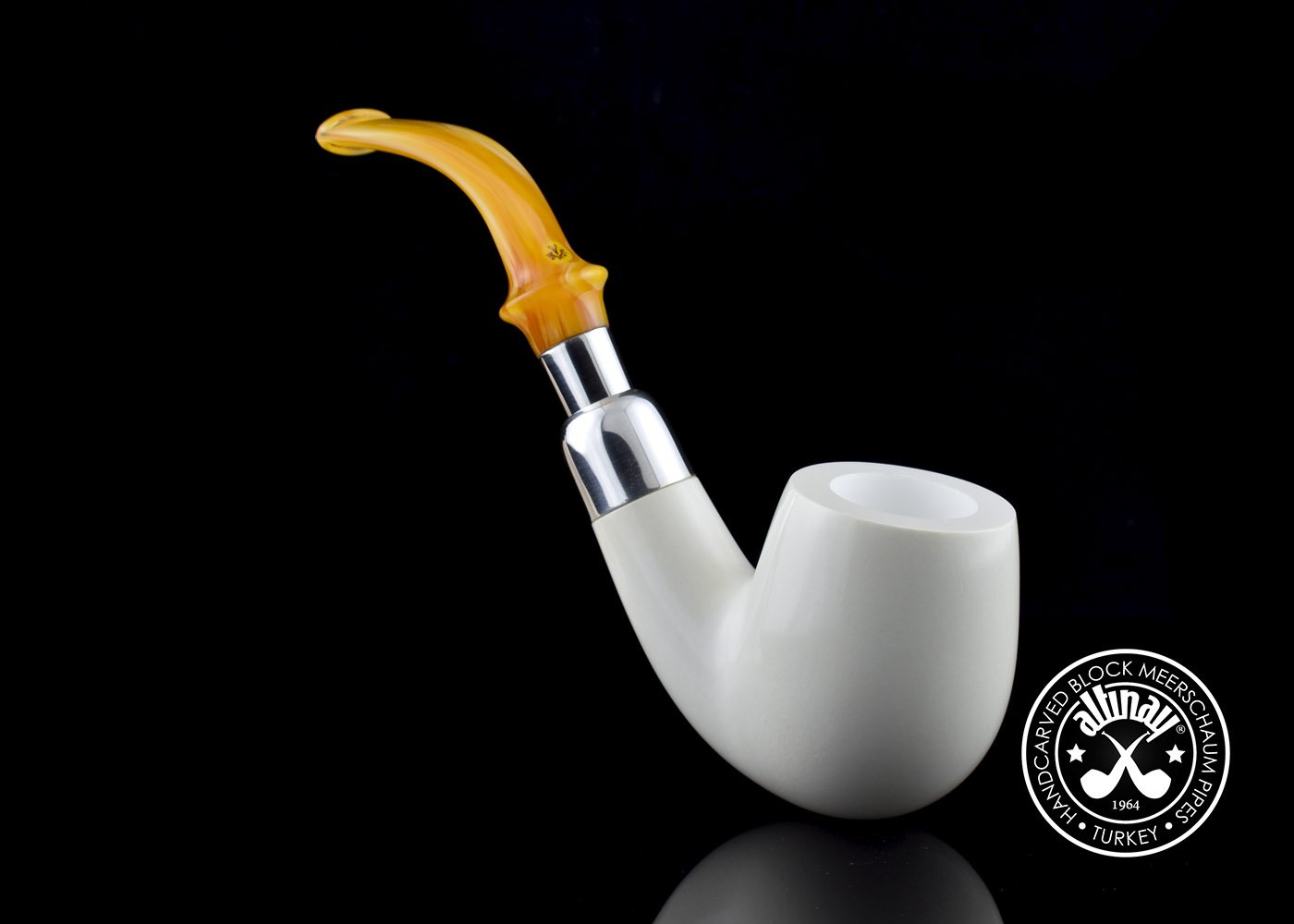altinay-spigot-bent-billiard-meerschaumpfeife-silber-6 image 4
