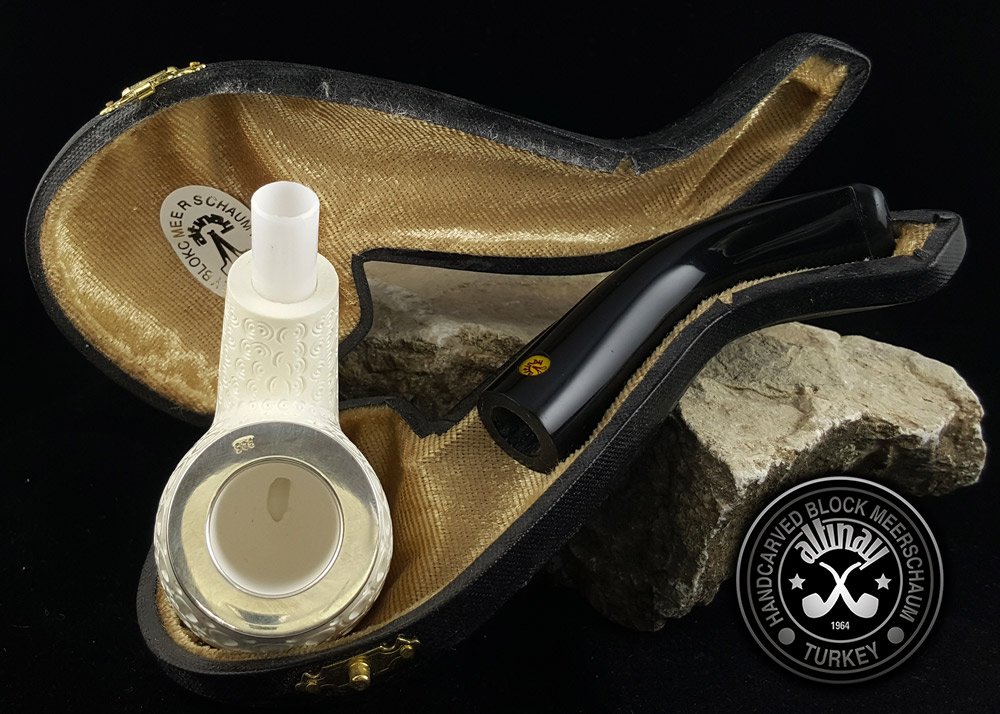 altinay-classic-bent-meerschaumpfeife-silberkappe-etui image 5