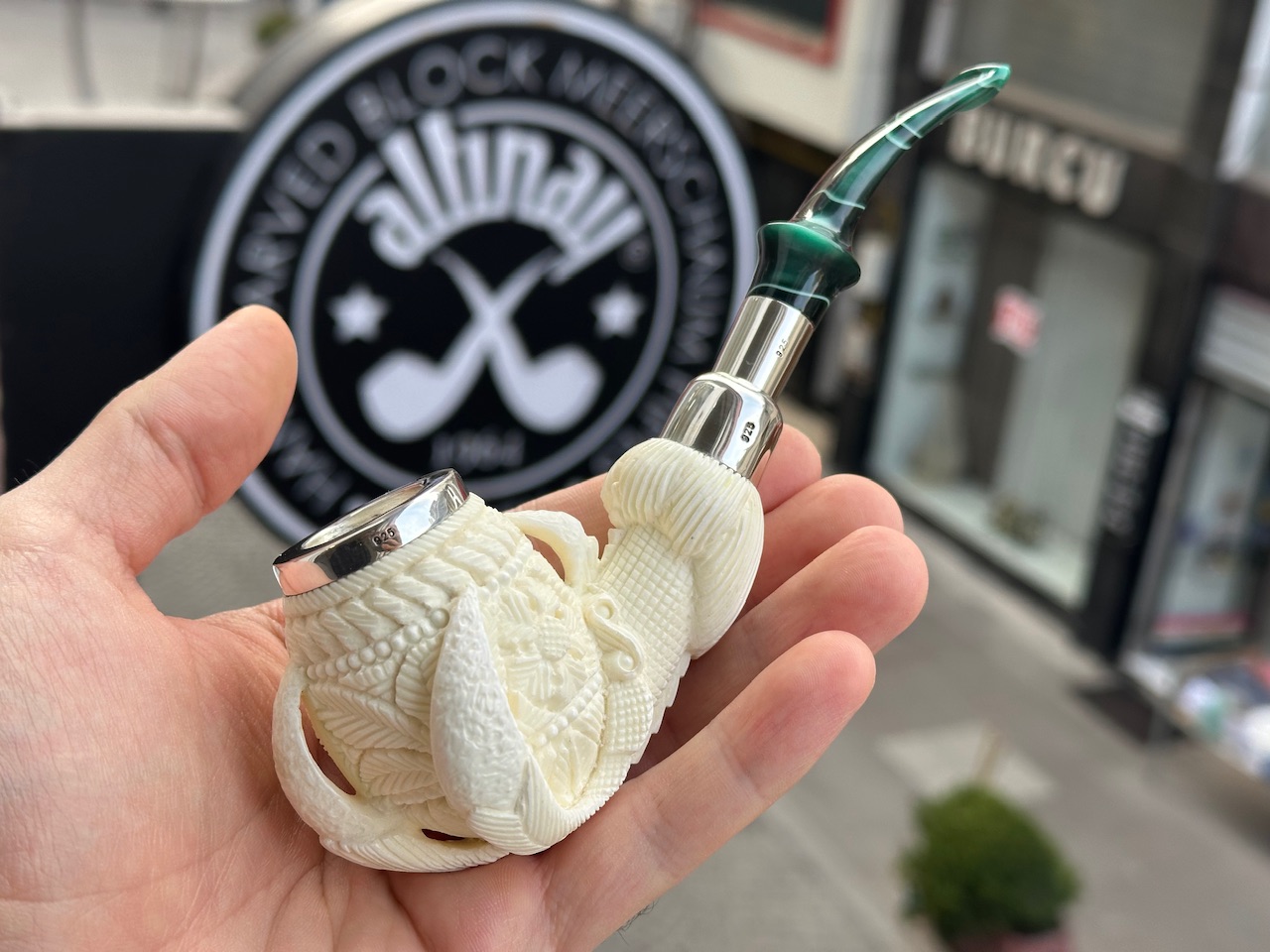 altinay-eagle-s-claw-meerschaumpfeife-silber-spigot-kralle image 1