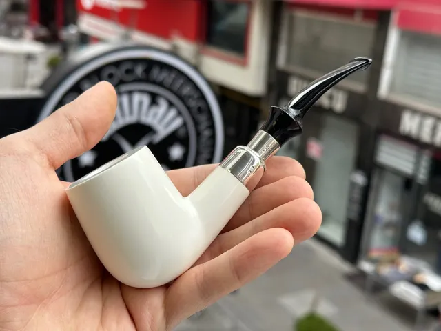 altinay-spigot-bent-billiard-pfeife-silber-spigot-meerschaum image 1