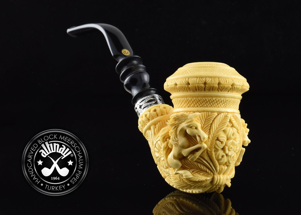 altinay-calabash-pferd-meerschaumpfeife-silberring-mit-stopfer-set image 1