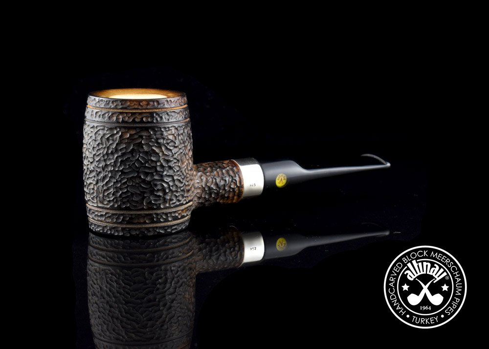 altinay-black-barrel-30098-tabakpfeife-meerschaum-silberband image 1