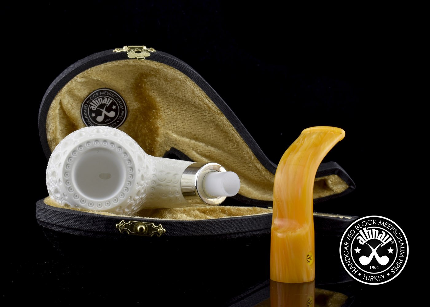 altinay-classic-bent-apple-meerschaumpfeife-silberring image 5