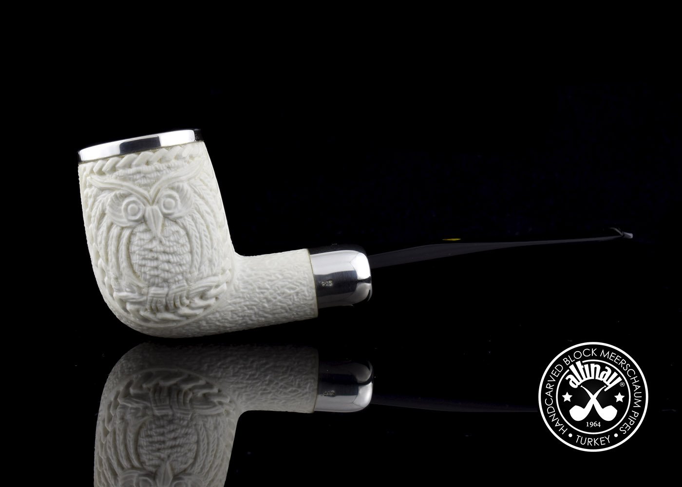 altinay-spigot-army-billiard-meerschaumpfeife-eule-silber image 4