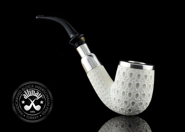 altinay-spigot-bent-meerschaumpfeife-silber-acryl image 1