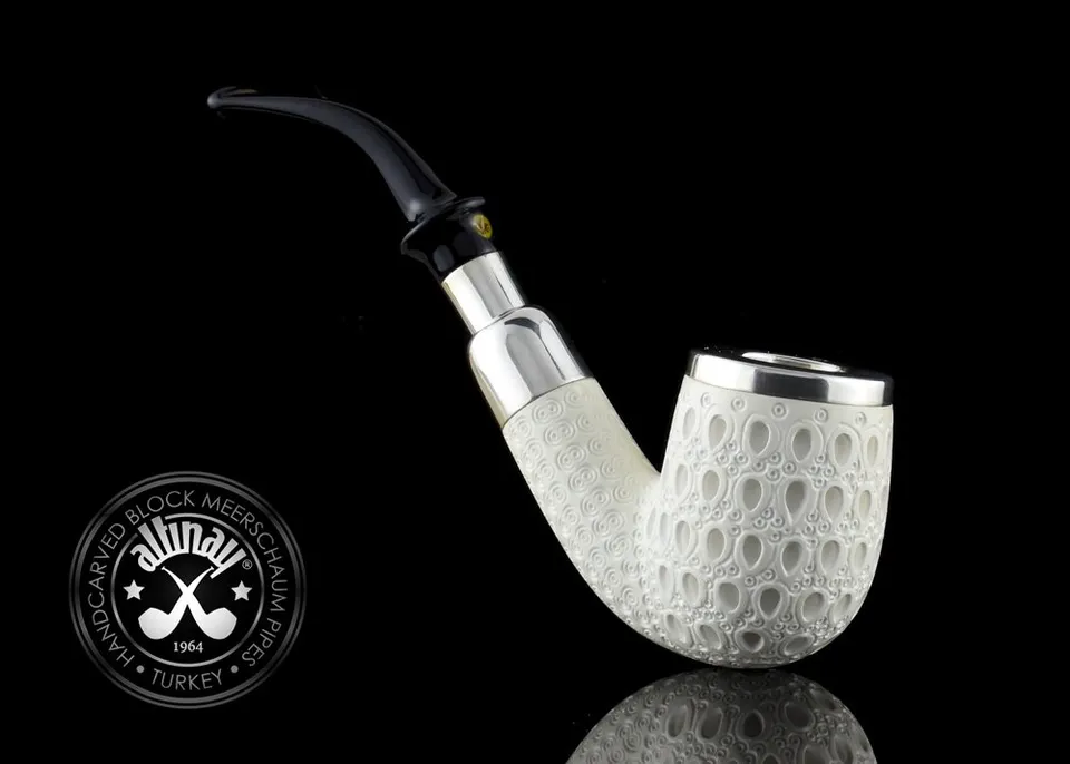 altinay-spigot-bent-meerschaumpfeife-silber-acryl image 1