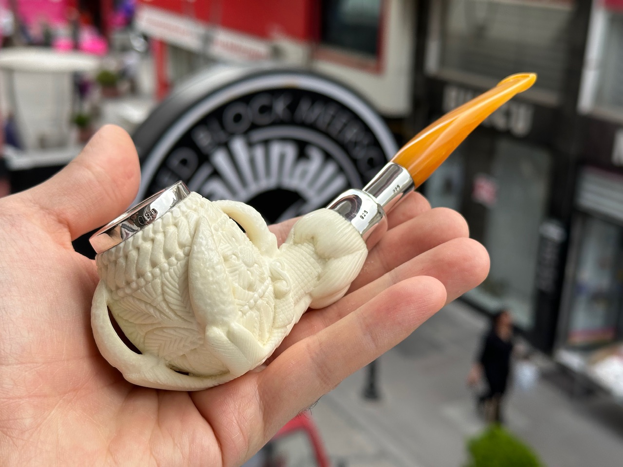 altinay-eagle-s-claw-top-silver-claw-meerschaumpfeife-spigot-silber image 1