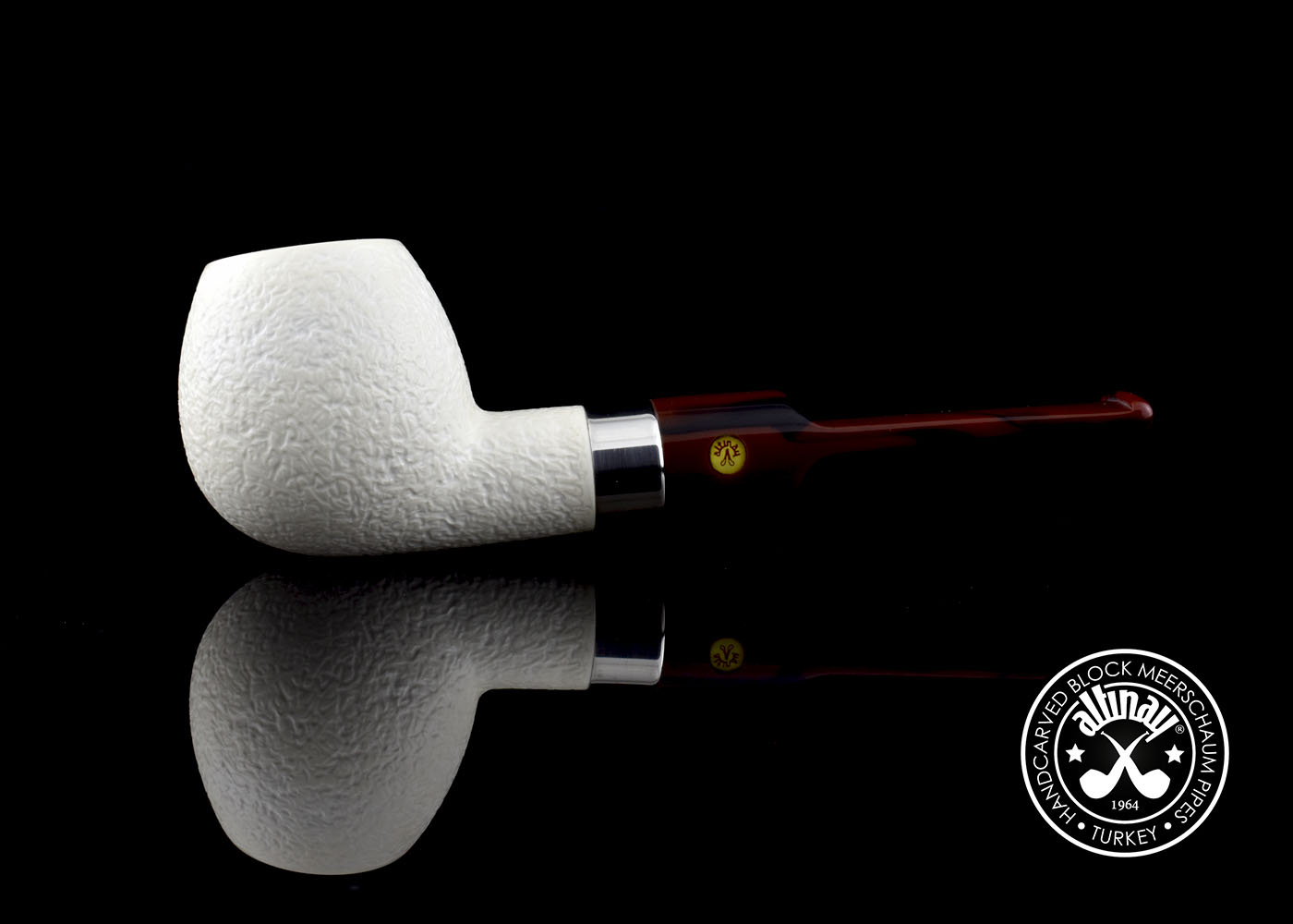 altinay-classic-apple-meerschaumpfeife-mit-silberband-blockmeerschaum image 2