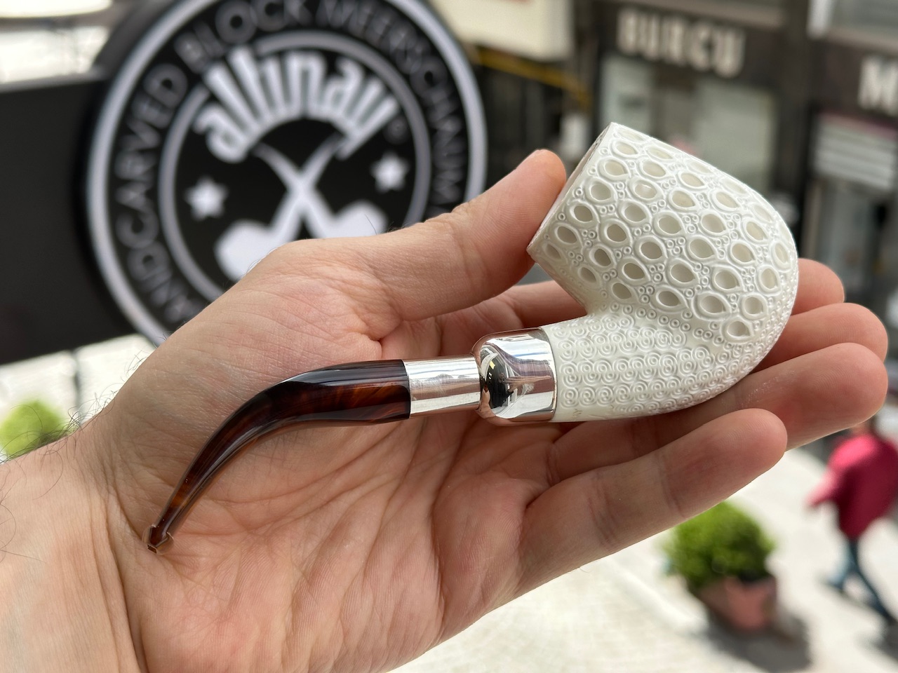 altinay-spigot-bent-billiard-meerschaumpfeife-silber-2 image 2