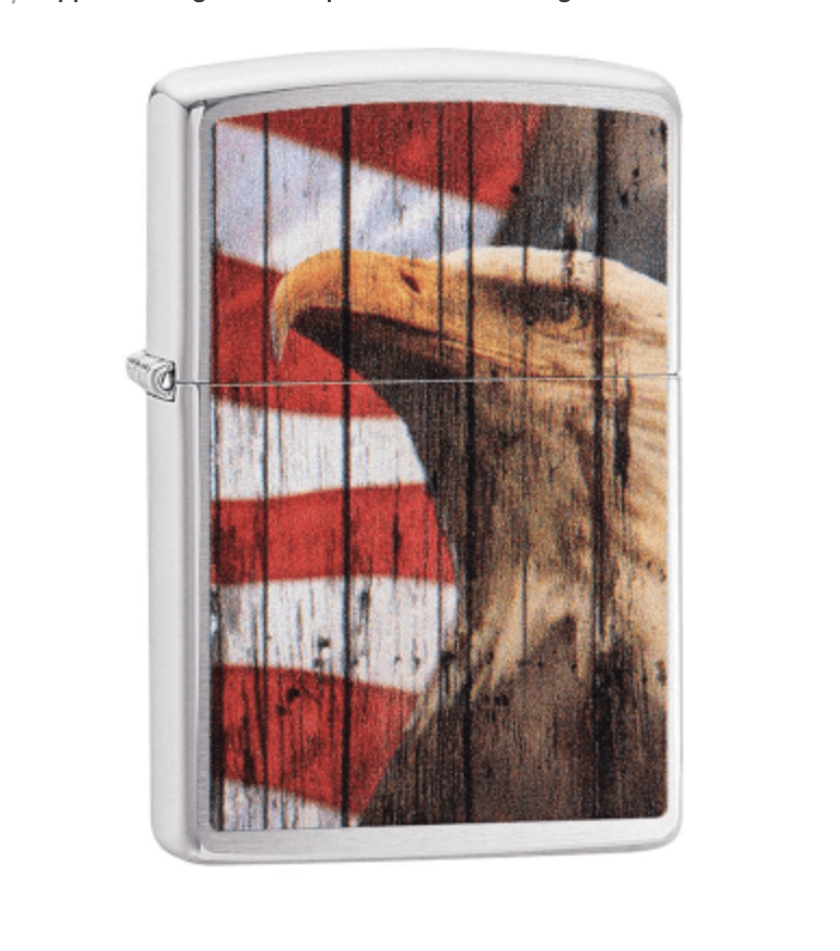 zippo-bald-eagle-american-flag-feuerzeug-brushed-chrome image 1